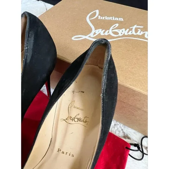 Christian Louboutin Pumps Stiletto Pointed Toe Pump Black Gold 38.5 - Picture 10 of 12